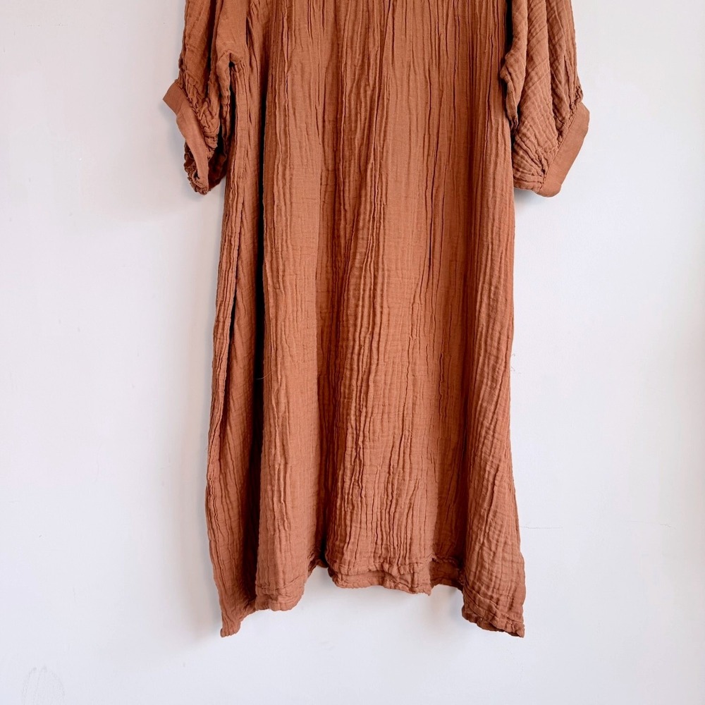 Daughters of India Kyra Midi Dress 3XL Gauze Cotton Boho Rust Brown - Picture 3 of 8